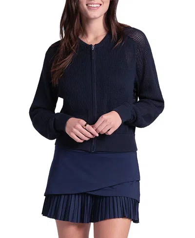 Lucky In Love Women's Aero Pointelle Sweater In Blue
