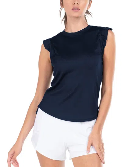 LUCKY IN LOVE WOMEN'S BRING IT ON RIB TENNIS TANK TOP IN NAVY