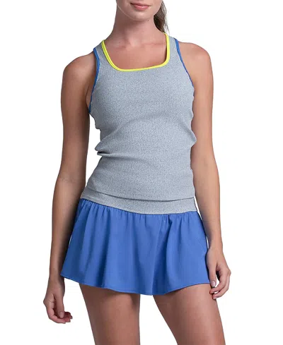 Lucky In Love Women's Court Rib Racerback Tank In Gray