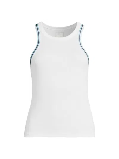 Lucky In Love Women's Eyelet You Win Win It Stripe Tank Top In White