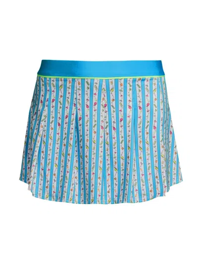 Lucky In Love Women's Mini Bar Pleat Skort In Blue