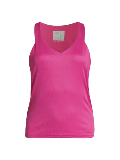 Lucky In Love Women's Ps I Love You Clubhouse Ribbed Tank Top In Pink