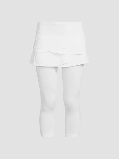 Lucky In Love Women's Scalloped 2-piece Capri Legging Set In White