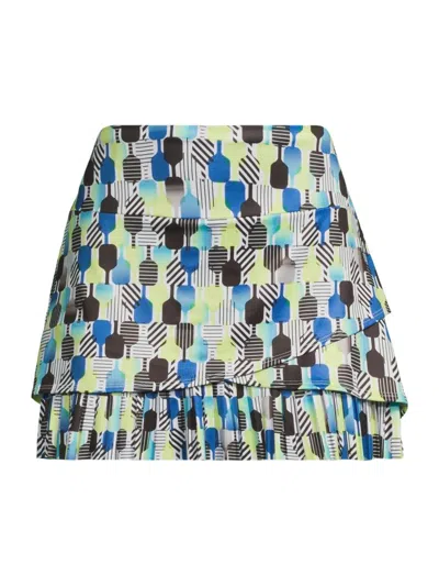 Lucky In Love Women's Stripe It Up Standard Fit Pickleball Miniskirt In Multi