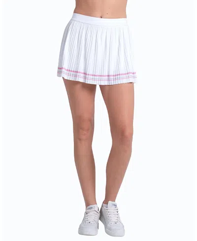 Lucky In Love Women's Woven Strokes Pleated Skirt In White