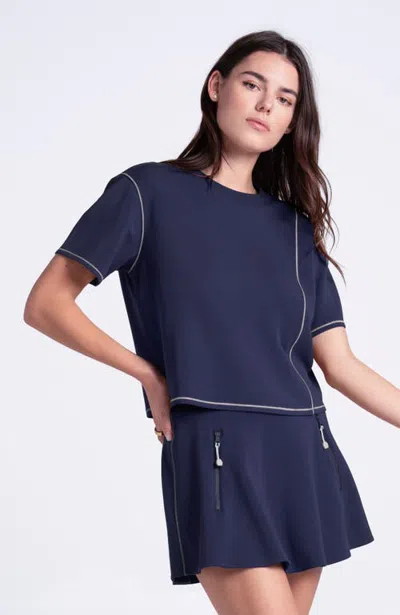 Lucky In Love Womens' Pure Luxe Short Sleeve Top In Blue