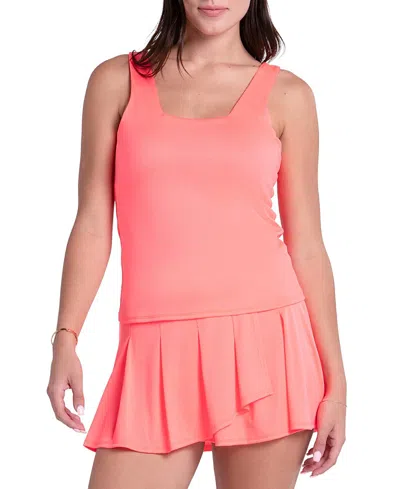 Lucky In Love Womens' Squared Up Tank Top In Pink