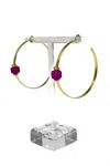 Lucky Star Jewels Caroline Gemstone Hoop Earrings In Gold With Amethyst In Gold