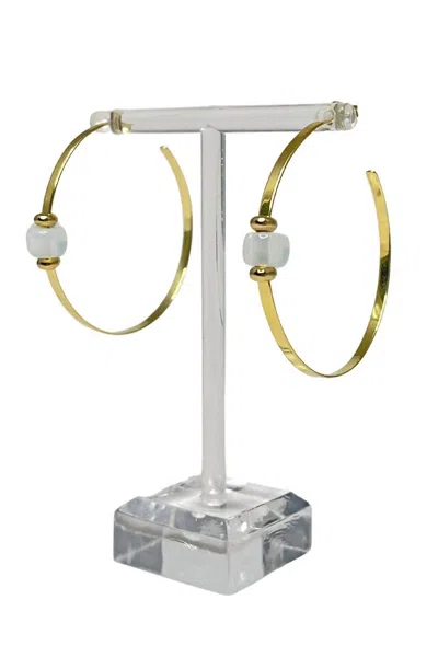 Lucky Star Jewels Women's Caroline Gemstone Hoop Earrings In Gold With White Opal In Silver