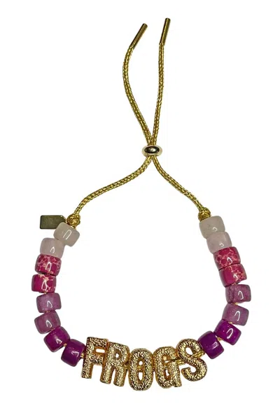 Lucky Star Jewels Women's Eye Candy Frogs Id Bracelet In Purple In Red