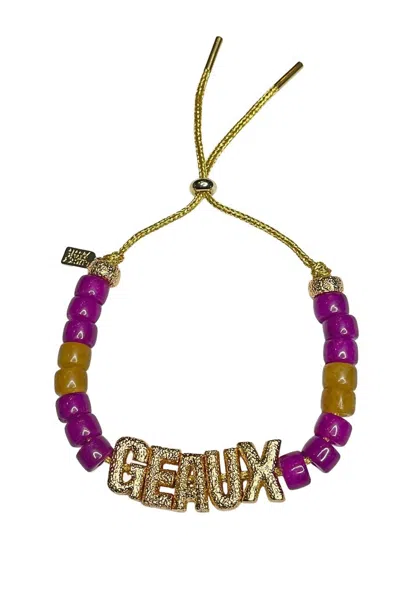 Lucky Star Jewels Women's Eye Candy Geaux Id Bracelet In Purple And Gold In Red