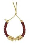 Lucky Star Jewels Women's Eye Candy Gig Em Id Bracelet In Maroon In Gold