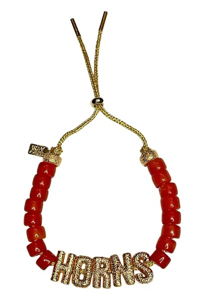 Lucky Star Jewels Women's Eye Candy Horns Id Bracelet In Burnt Orange In Red