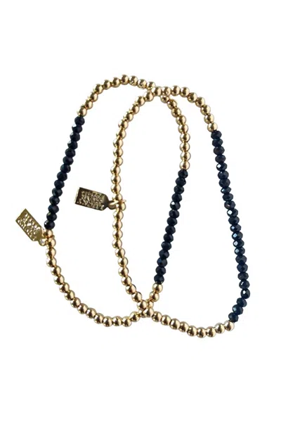 Lucky Star Jewels Women's Stardust Gemstone Bracelet Set In Onyx In Gold