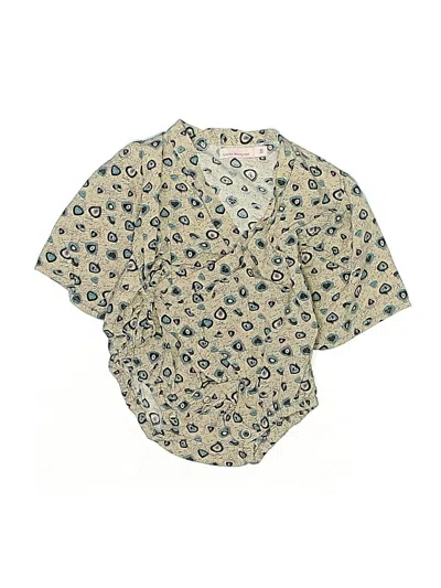 Pre-owned Lucky Wang Babies' Short Sleeve Onesie In Brown