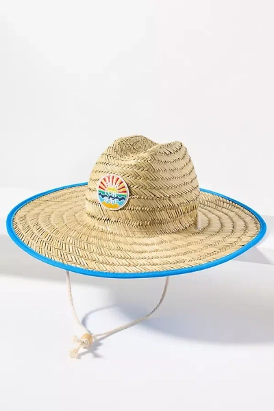 Lucky Zone Patch Lifeguard Straw Sun Hat In Blue