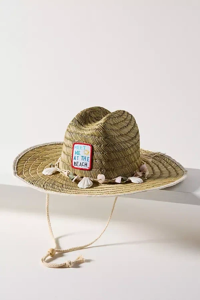 Lucky Zone Patch Lifeguard Straw Sun Hat In White
