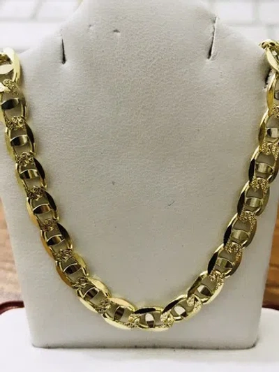 Pre-owned Luckyfinejewelry Real 14k Yellow Gold Mariner Chain Necklace 20-24 Inches 5.00 Mm In 22