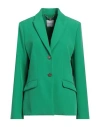 LUCKYLU  MILANO LUCKYLU MILANO WOMAN BLAZER GREEN SIZE 10 POLYESTER, ELASTANE