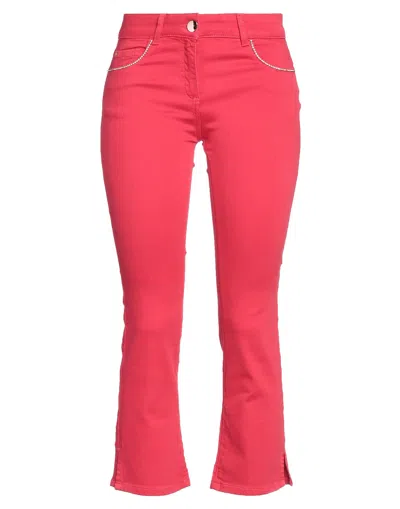 Luckylu  Milano Denim Cropped In Red