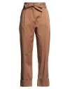 Luckylu  Milano Luckylu Milano Woman Pants Camel Size 10 Cotton, Elastane In Brown