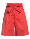 Luckylu  Milano Luckylu Milano Woman Shorts & Bermuda Shorts Tomato Red Size 2 Cotton, Elastane