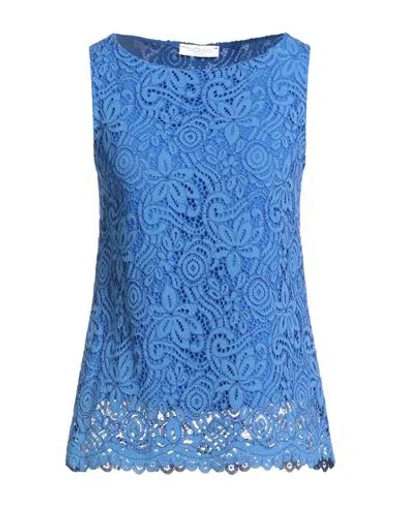Luckylu  Milano Luckylu Milano Woman Top Blue Size 6 Cotton, Viscose, Nylon, Polyester In Multi