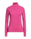 Luckylu  Milano Luckylu Milano Woman Turtleneck Fuchsia Size M Viscose, Polyamide In Pink