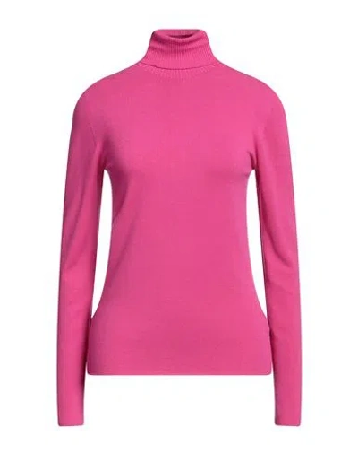 Luckylu  Milano Luckylu Milano Woman Turtleneck Fuchsia Size M Viscose, Polyamide In Pink