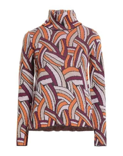 Luckylu  Milano Luckylu Milano Woman Turtleneck Orange Size M Acrylic, Wool, Viscose, Metallic Polyester, Polyamide In Purple