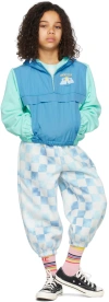 Luckytry Kids Blue & Green Windbreaker Hoodie In Blue