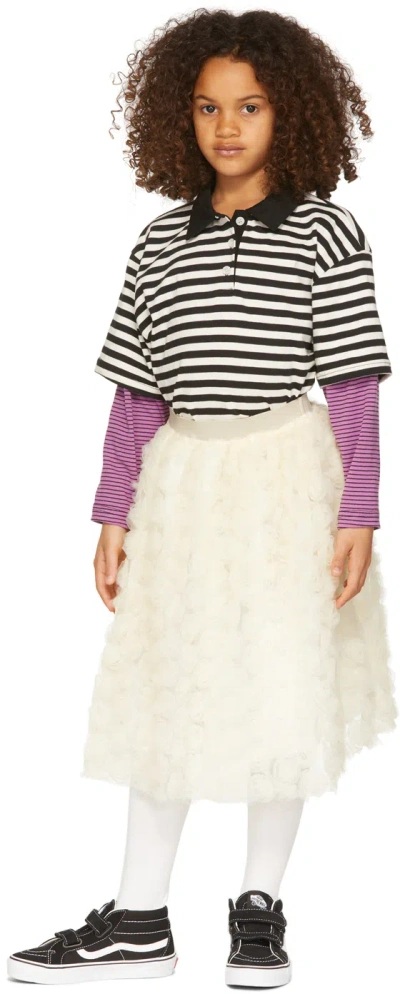 Luckytry Kids Off-white Tulle Rose Skirt In Ivory