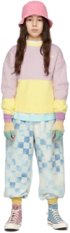 Luckytry Kids Yellow & Purple Half Color Round Sweater In Yellow