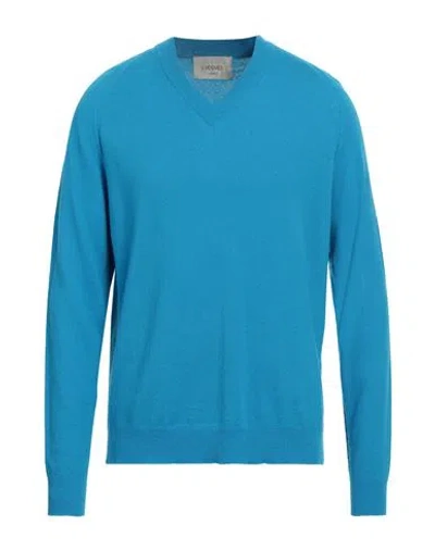 Lucques Man Sweater Azure Size 38 Wool, Cashmere In Blue