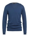 Lucques Man Sweater Blue Size 42 Merino Wool In Blue