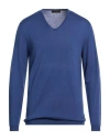 Lucques Man Sweater Navy Size 44 Merino Wool In Blue