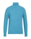 Lucques Man Turtleneck Azure Size 38 Baby Alpaca Wool, Polyamide, Mako Cotton, Modal, Elastane In Blue