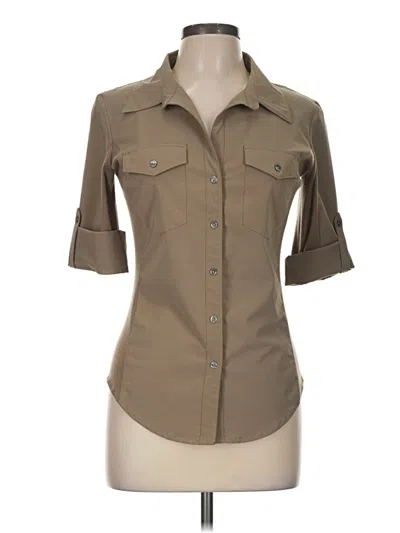 Pre-owned Lucy 3/4 Sleeve Button Down Shirt In Brown