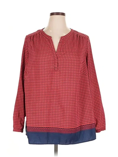 Pre-owned Lucy & Laurel 3/4 Sleeve Blouse In Red