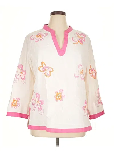 Pre-owned Lucy & Laurel 3/4 Sleeve Blouse In White