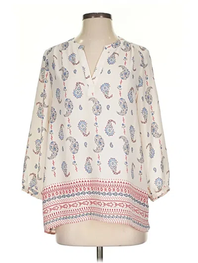 Pre-owned Lucy & Laurel 3/4 Sleeve Blouse In White
