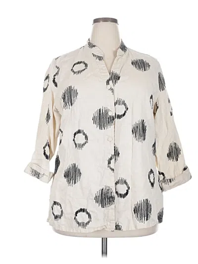 Pre-owned Lucy & Laurel 3/4 Sleeve Button Down Shirt In White