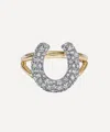 Lucy Delius 14ct Gold Antique Finish Diamond Pave Horseshoe Ring In Gold