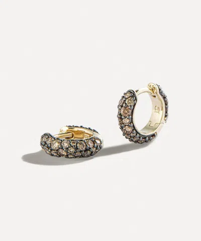 Lucy Delius 14ct Gold Cognac Diamond Chubby Huggie Hoop Earrings In Metallic