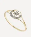 Lucy Delius Jewellery 14ct Gold Victorian Star And Moon Bangle Bracelet
