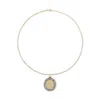 Lucy Delius Jewellery Portrait Pendant & Venetian Box Chain In 18kt Yellow Gold,white Diamonds,black Rhodium