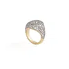 Lucy Delius Jewellery Signature Pavé Signet Ring In 14kt Yellow Gold,white Diamonds,white Rhodium