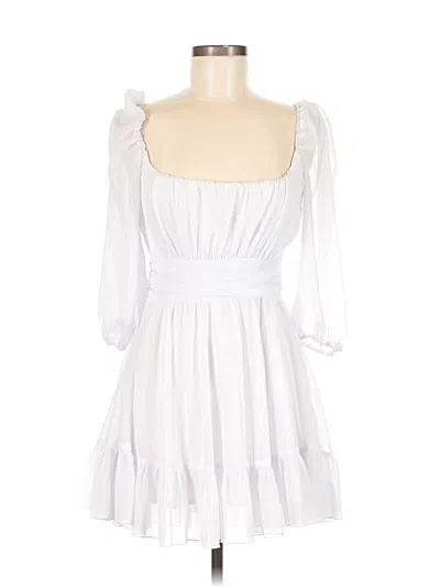 Pre-owned Lucy In The Sky 3/4 Sleeve Top White Square Neckline Tops