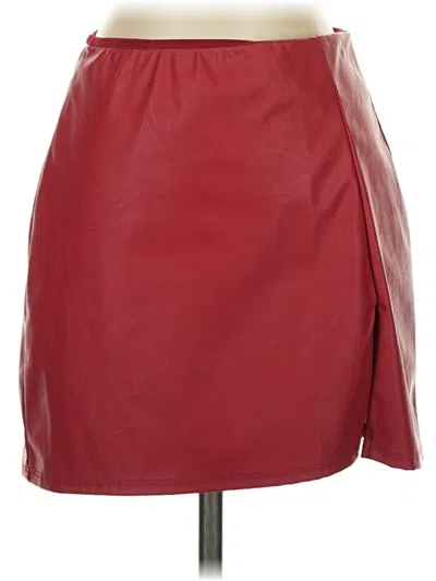 Pre-owned Lucy In The Sky Faux Leather Skirt In Red