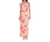 Lucy In The Sky Floral One Shoulder Cutout Maxi Dress In Orange In Pink